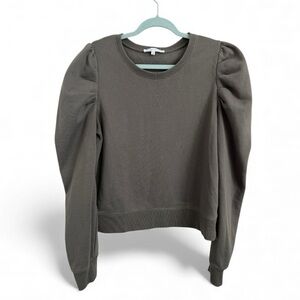 Rebecca Minkoff Puff Sleeve Sweatshirt Women’s L Charcoal Fleece Pullover